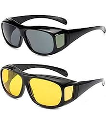 MANDEV Black Wrap Around Sunglasses ( Pack of 2 )