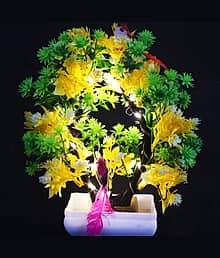 Modo® Artificial Plant with Sparrow & Light - Green & Yellow (23.5)