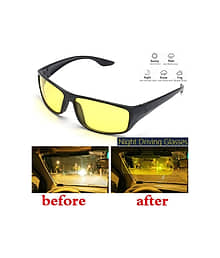 Mahek Accessories - Day & Night Vision UV Protection HD Goggles Sunglasses Men/Women Driving Glasses Sun Glasses (Yellow)
