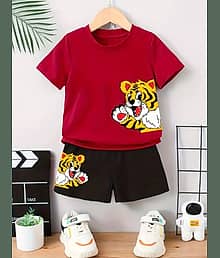 MUSNAH GARMENTS Pack of 1 Baby Boys Cotton T-Shirt & Shorts Set ( Black )
