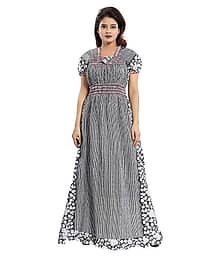 Mallinath Cotton Printed Women Regular Nighty ( Multicolor )