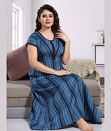 Mallinath Cotton Self Design Women Regular Nighty ( Multicolor )