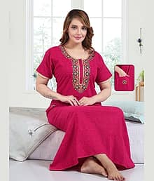 Manushree Pink Cotton Women's Nightwear Nighty & Night Gowns ( Pack of 1 )