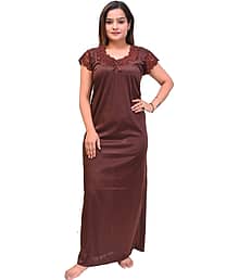 Mercel Brown Polyester Women's Nightwear Night Dress ( Pack of 1 )