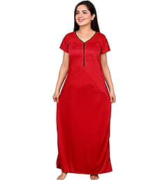 Mercel Maroon Polyester Women's Nightwear Night Dress ( Pack of 1 )
