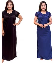 Mercel Polyester Solid Women Regular Nighty ( Multicolor )