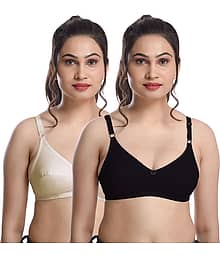 Missvalentine Pack of 2 Cotton Non Padded Everyday Bra For Women ( Multicolor )