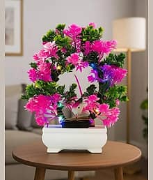 Modo® Artificial Plant with Sparrow & Light - Green & Pink (23.5)