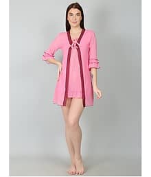 N-Gal - Pink Nylon Women's Nightwear Baby Doll Dresses With Panty ( Pack of 1 )