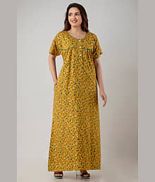 NEEED Mustard Cotton Women's Nightwear Nighty & Night Gowns ( Pack of 1 )