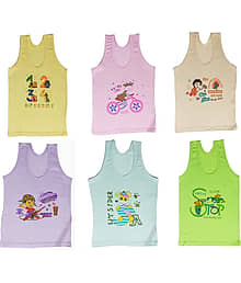 NEW TRINATH HOSIERY Pack of 6 Boys Cotton Vest ( Multicolor )