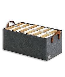 NEXORA Folding Storage Box With Rod - Jeans Fabric Closet Storage Box - Drawers Foldable Clothing Storage Bins - 26 Ltr Foldable Bag - Double Cloth Wi