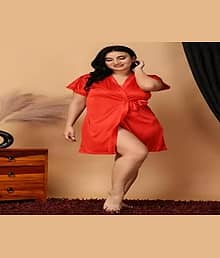 Nitya Fashion Satin Short Sleeves Solid Robe with Bra Panty Set for Women | Honeymoon Nighty | Romantic Nightwear | Nighties & Nightdresses Lingerie S