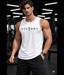 OLENE Pack of 1 Cotton Blend Gym Vest For Men ( White )