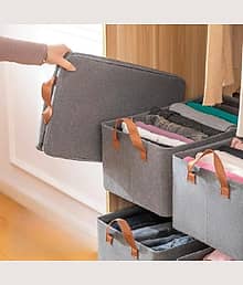 PACK-3 Wardrobe Organizer for Clothes with Metal Frame Rectangle Storage Baskets for Clothing Fabric Storage Box
