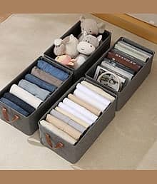 PACK-4 Wardrobe Organizer for Clothes with Metal Frame Rectangle Storage Baskets for Clothing Fabric Storage Box