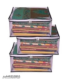 PACK OF 3 | PVC Transparent Saree Cover | Wardrobe Organizer For Clothes|Washable Small Clothes Storage Bag