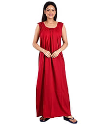 PIYALI'S CREATION WOMEN'S Maroon Hosiery Women's Nightwear Nighty & Night Gowns ( Pack of 1 )