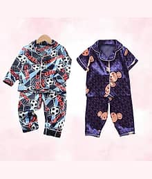 Paghdal Brothers Pack of 1 Baby Boys Cotton Blend Nightsuit Set ( Multicolor )