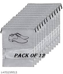 Pankhuri PACK OF 12 | Shoe Cover Bag | Travel Shoe Storage Bags | Non-Woven Storage Bag | Shoe Cover with Drawstring | Shoe Organizer with Clear windo