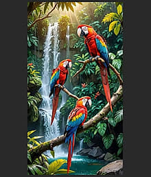 Parrot Couple Wall Frame Bird Wall Painting with Frame for Living Room Bed Room frame for home decor A4 SIZE PHOTO FRAME|A4 PHOTO FRAME |motivational
