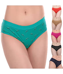 Paryag Pack of 6 Cotton Printed Women's Hipster ( Multicolor )