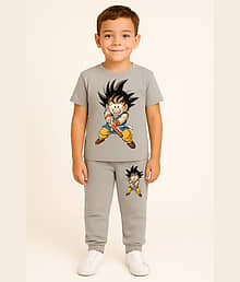 Paryag Pack of 1 Boys Cotton Blend Tshirt & Pajama Set ( Grey )