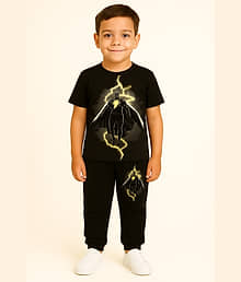 Paryag Pack of 1 Boys Cotton Blend Tshirt & Pajama Set ( Black )