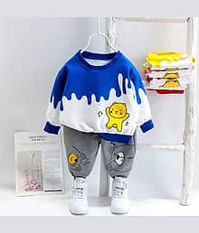 Pink Angel Pack of 1 Girls Cotton Sweatshirt With Joggers ( Royal Blue )