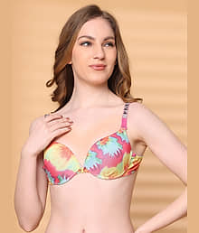 PrettyCat Pack of 1 Polyester Lightly Padded Push Up Bra For Women ( Multicolor5 )