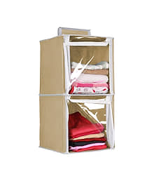 PrettyKrafts 2 Tiers with Transparent Front Clothes Hanging Organizer, Wardrobe for Regular Garments, Shoes Storage Cupboard, Hanger Bag