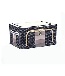 PrettyKrafts Fabric Foldable Under Bed Storage Box Steel Frame Transparent View Collapsible Wardrobe Storage Organizer Bag Mix Color