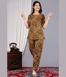 RAMBAAN CREATION Multicolor Polyester Women's Nightwear Nightsuit Sets ( Pack of 1 )