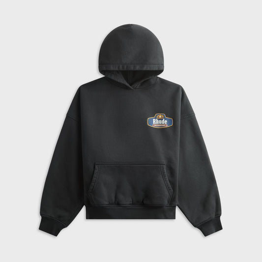 Rhude Racing Crest Hoodie - Vintage Black / Navy