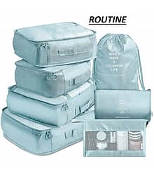 ROUTINE 7 in 1 Foldable Nylon Packing Cubes for Clothes, Cosmetics, Underwear, Socks, Shoes Toiletry Bag Laundry Organizer Space Savers Lightweight &