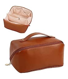 ROUTINE Premium Leather Cosmetic Bag – Stylish & Durable Organizer for Makeup and Toiletries
