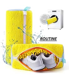 ROUTINE Shoe Washing Machine Bag – Polyester Laundry Bag with Invisible Side Zipper – 360° Cleaning Shoe Laundry Organizer for Sneakers, Trainers, Del
