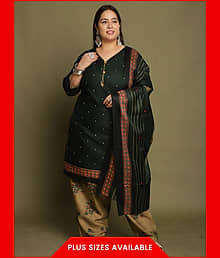 Rajnandini Women Cotton Blend Printed Straight Kurti With Patiala Salwar ( Green )