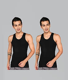 Renox Pack of 2 Cotton Tank For Men ( Black )