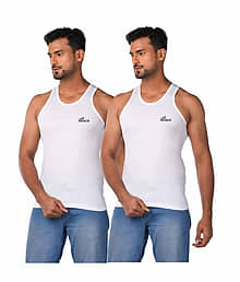Renox Pack of 2 Cotton Basic Vest For Men ( White )