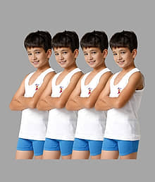 Renox Pack of 4 Boys Cotton Vest ( White )