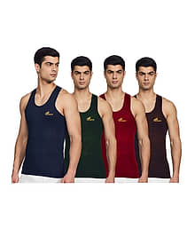 Renox Pack of 4 Cotton Basic Vest For Men ( Multicolor )