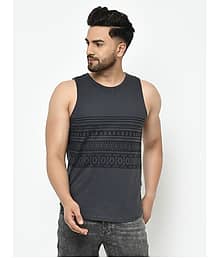 Rigo Pack of 1 Cotton Blend Sleeveless vest For Men ( Grey )
