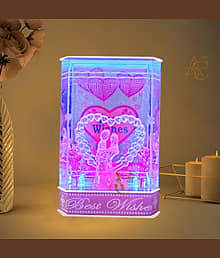 Romantic LED Crystal Couple Showpiece Night Lamp ? Multicolor Light with ?Best Wishes? Message Perfect Gift for Couples, Wedding, Anniversary & Engage