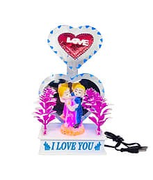 Romantic LED Love Couple Showpiece with RGB Lights | Decorative Night Lamp for Bedroom | I Love You Heart Design Gift for Anniversary, Valentine, Birt