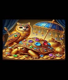 Royal Owl & Tortoise Gemstone Fantasy Art ? Premium HD Wall Decor