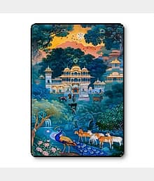 Royal Peacock Palace Landscape Wall Art | Mughal Garden UV Print