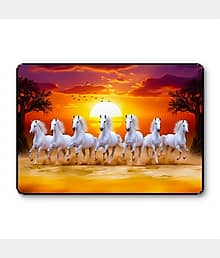 Running White Horses Sunset Wall Art | Golden Evening UV Print