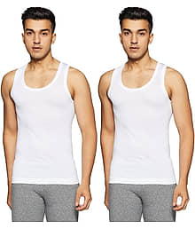 Rupa Frontline White Cotton Men's Vest ( Pack of 2 )