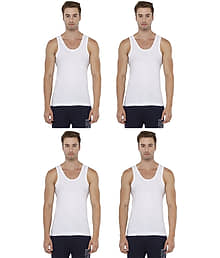 Rupa Jon White Cotton Men's Vest ( Pack of 4 )